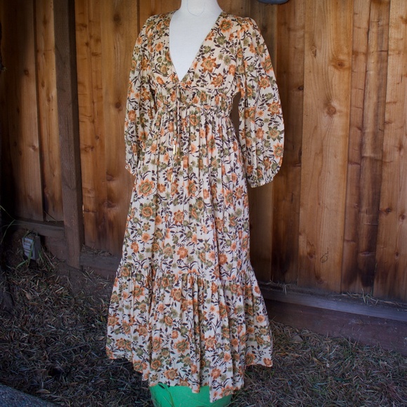Juillet 100% Cotton Merritt Maxi Dress In Oona Sunflower Print Woman's Size M - Picture 6 of 17